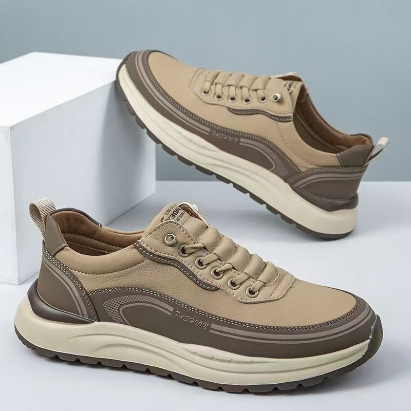 ⏰Μαύρα 50% έκπτωση👟 Παπούτσια πεζοπορίας, δέρμα υψηλής ποιότητας, ραμμένα στο χέρι