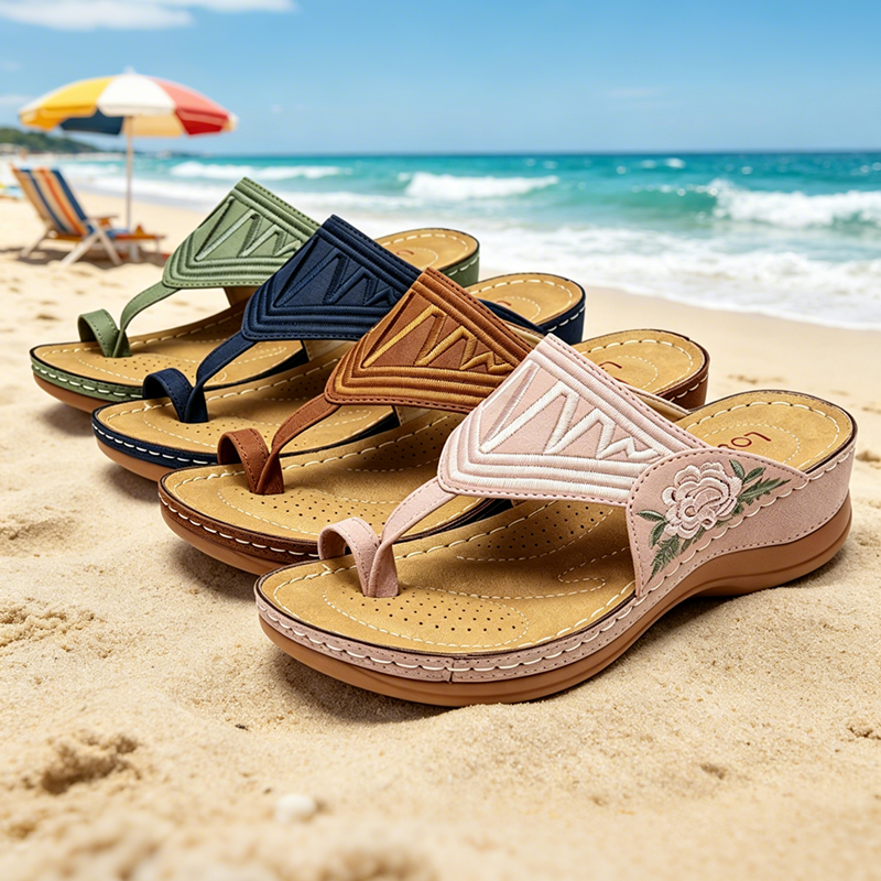 【🔥Oferta especial a mitad de precio🎁】🔥Sandalias retro bordadas de verano | Frescas y transpirables | Soporte ergonómico para el arco del pie | Sin fatiga para caminar todo el día | Antideslizantes y cómodas ✅