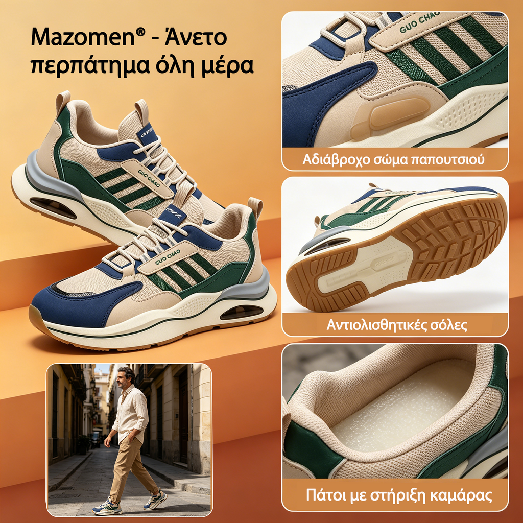 Ορθωτικά παπούτσια Mazomen® [🔥Μισή τιμή σήμερα🎁] Άνετα αθλητικά παπούτσια👟 Κατάλληλα για περπάτημα όλη μέρα | Σχεδιασμός στήριξης καμάρας | Ανακουφίζει αποτελεσματικά από την κόπωση και τον πόνο | Αναβαθμισμένα αδιάβροχα και αντιολισθητικά✅