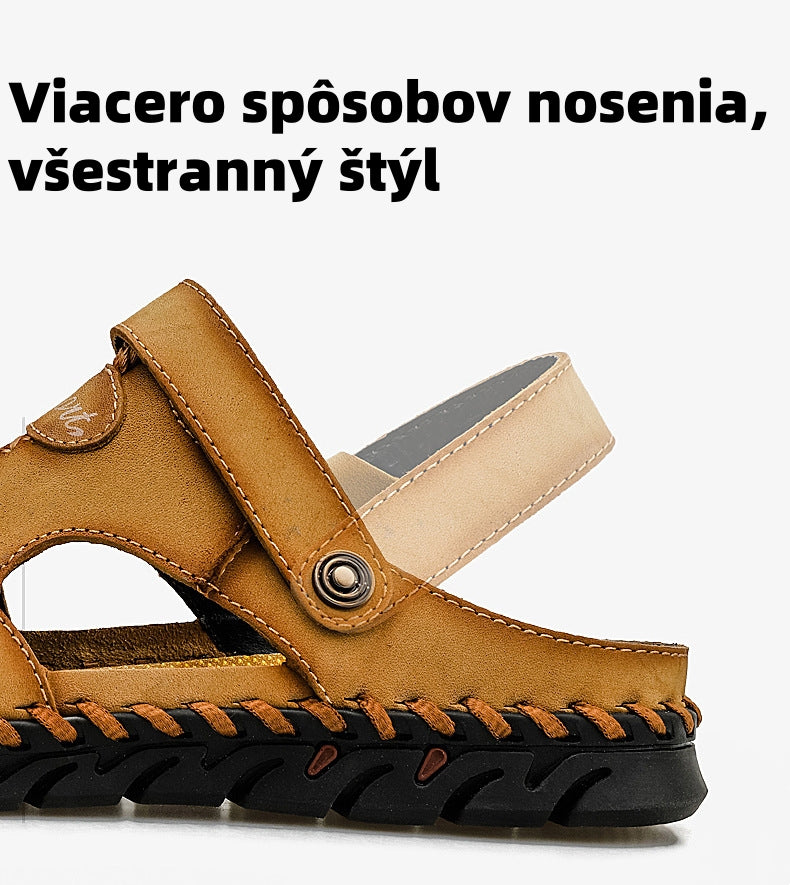 【⏰Nové kožené papuče sú v zľave za polovičnú cenu, po obmedzenú dobu, dnes! 】Vyrobené z vysoko kvalitnej hovädzej kože, je pohodlné a priedušné a dokáže zmierniť únavu nôh. Najlepšie topánky na leto