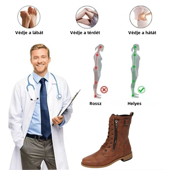 [🔥Ma féláron - Ne hagyja ki] Ergonomikusan Kialakított Ortopéd Cipők - Kiváló Minőségű Bőr 👞 Kézzel Varrott Női Csizmák