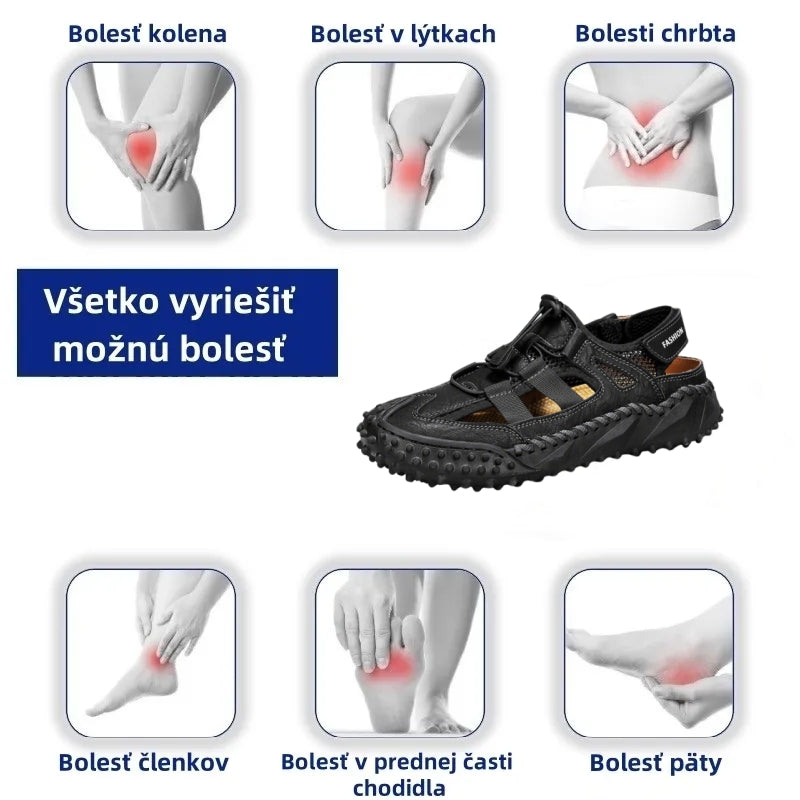 【🔥Špeciálna ponuka, 50% zľava platí do dnes. 】Plážová obuv, pánske papuče, vrchná vrstva z hovädzej kože, korekcia držania tela